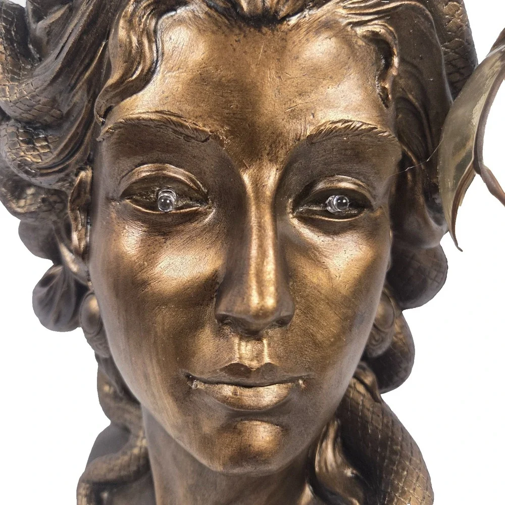 Tahari Home 14 Inch Medusa Bust LED Lighted Eyes Lantern Bronze Halloween Decor